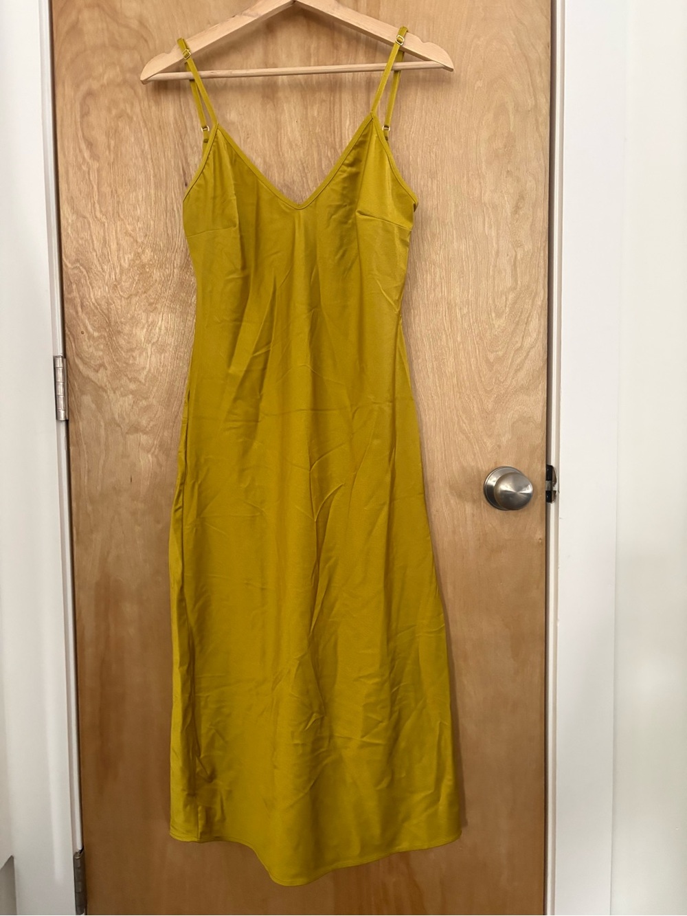 Chartreuse Sateen Stretch Slip Dress - Picture 1 of 4